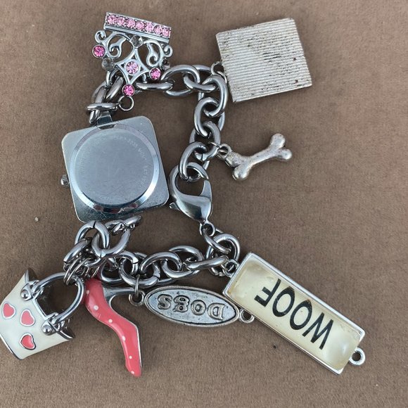 Charm Bracelet with Watch with Fashion Items and Dogs - Picture 2 of 3
